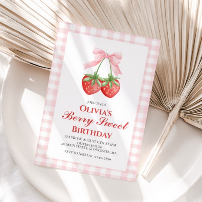 Convite Doce de Morango Rosa Arco de aniversário (Criador carregado)