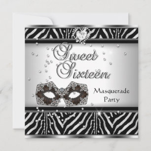 Convite Doce Dezesseis 16 Aniversário Festa Zebra Mascarad