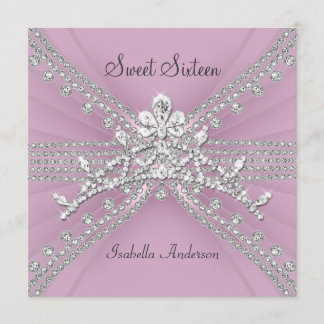 Convite Doce Dezesseis 16 Festa de aniversário Rosa Tiara