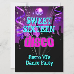Convite Doce Dezesseis 16 Retro Anos 70 Festa de Dança Dis