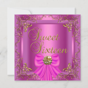 Convite Doce Dezesseis 16 Rosa Dourado Jóia Festa de Anive
