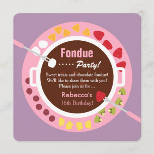 Convite Doce Dezesseis Aniversário das Meninas Fondue