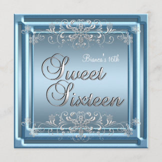 Convite Doce Dezesseis Aniversários Blue Silver Garota