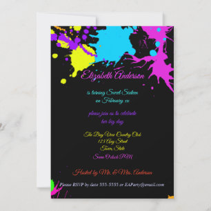 Convite Doce Dezesseis, Bat Mitzvah, Neon Glow Invitation