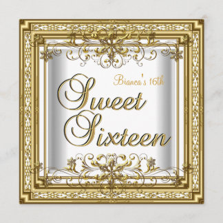 Convite Doce Dezesseis Brancos Dourados Garota Branca