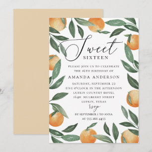 Convite Doce Dezesseis   Citrus Orange & Greenery Birthday