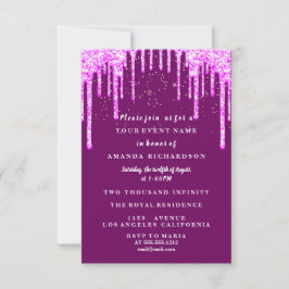 Convite Doce Dezesseis Colírios De Glitter De Vestido Rosa