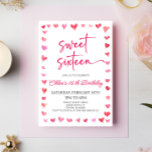 Convite Doce Dezesseis Corações Vermelhos Cor-de-Rosa 16ª<br><div class="desc">Este é um Doce 16 Corações Rosa Vermelho 16º Convite de aniversário!</div>