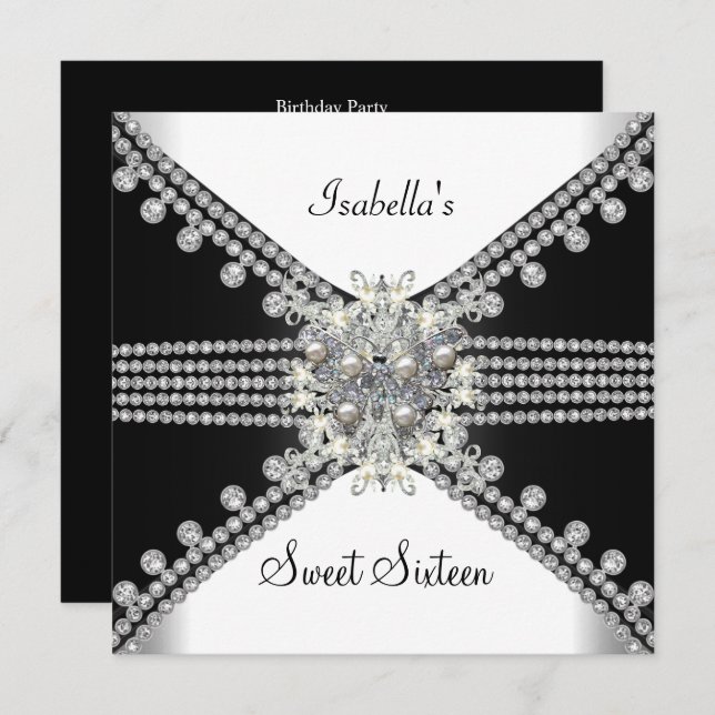 Convite Doce Dezesseis Doçosos 16 Borboletas Pretas (Frente/Verso)