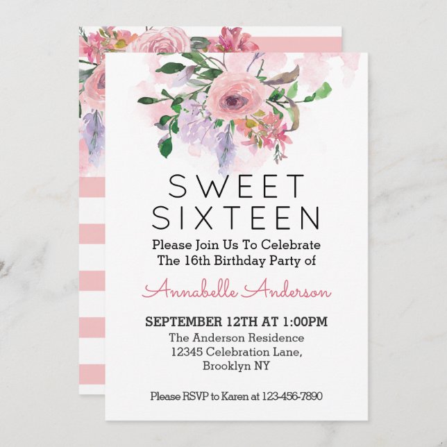 Convite Doce Dezesseis e Dezesseis e Dezesseis Noivais Cor (Frente/Verso)