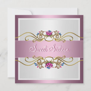 Convite Doce Dezesseis e Dezesseis Sexto Aniversário Bonit