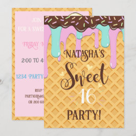 Convite Doce Dezesseis E Dezesseis Unidades Waffle Cone