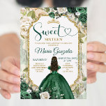 Convite Doce Dezesseis Emerald Green e Festa de aniversári<br><div class="desc">Doce Dezesseis Emerald Green & White Birthday Convite Mis Quince Anos,  16º aniversário.</div>