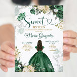Convite Doce Dezesseis Emerald Green & White Festa de aniv<br><div class="desc">Doce Dezesseis Emerald Green & White Birthday Convite Mis Quince Anos,  16º aniversário.</div>