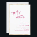 Convite Doce, Dezesseis Escritos Modernos, Faux Gold Foil<br><div class="desc">Doce Dezesseis Scripts Modernos Faux Gold Foil Pink Aniversário Convite Mensagem-me para qualquer ajuste necessário</div>
