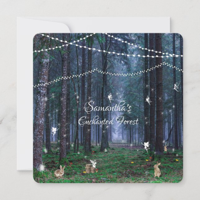 Convite Doce Dezesseis Florestas Fairies Bunnies Encantada (Frente)