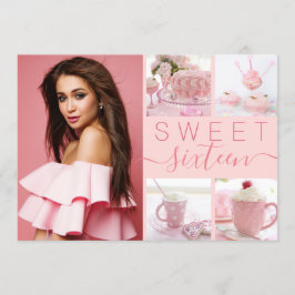 Convite Doce Dezesseis Fotos Bonito do Instagram Rosa Espe