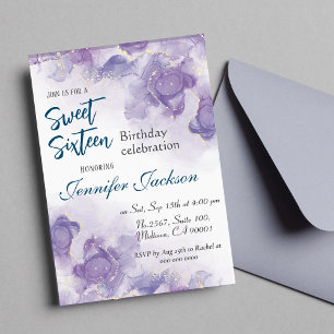 Convite Doce Dezesseis lavandas azul roxo aniversário flor