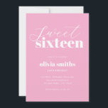Convite Doce Dezesseis Modernos Rosa 16º Aniversário<br><div class="desc">Mínimo doce convite de 16 anos com uma simples tipografia moderna cor rosa.</div>
