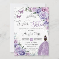 Doce Dezesseis princesa Floral Roxa 16º Aniversári