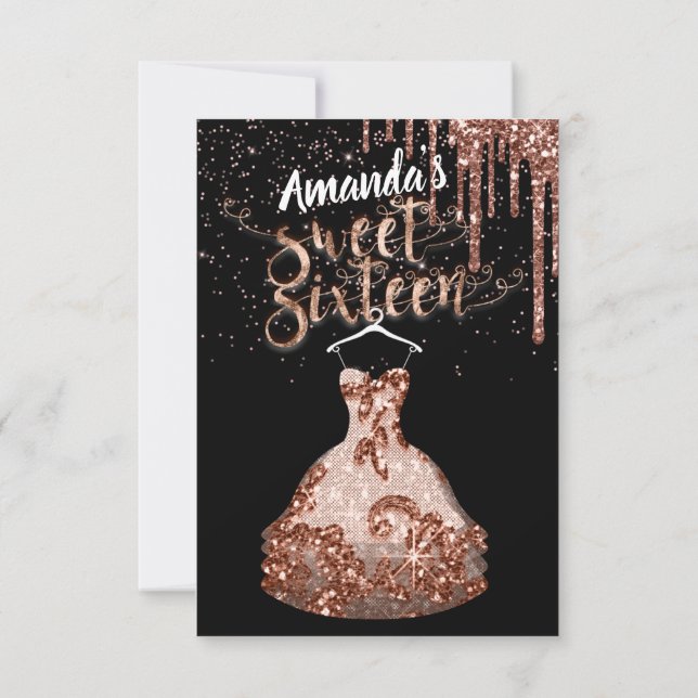 Convite Doce Dezesseis Rosa Dress Princesa Floral Lux (Verso)