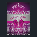Convite Doce Dezesseis Rosa Sparkle Diamond Tiara Arco<br><div class="desc">Mais elegantes 16 convites na Loja Bayleigh!</div>