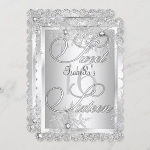 Convite Doce Dezesseis Snowflake 16 Wonderland Winter