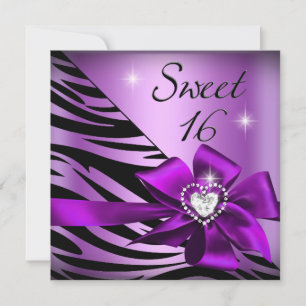 Convite Doce Dezesseis Zebra Roxo Preto