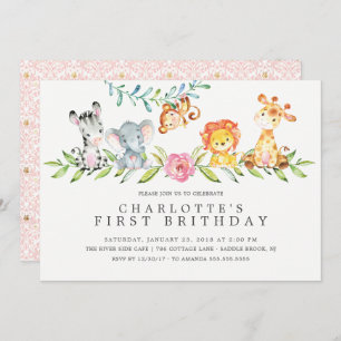 Convite doce do aniversário das meninas do safari