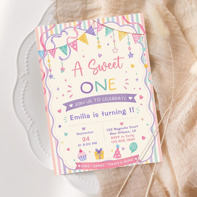 Convite Doce Doce Menina 1º aniversário (Criador carregado)