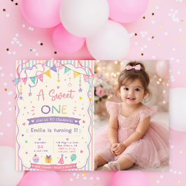 Convite Doce Doce Uma menina 1º aniversário