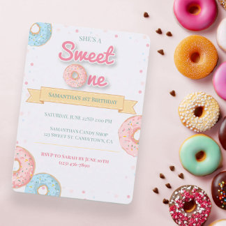 Convite Doce Donut de Um Aniversário