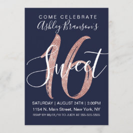 Convite Doce Dourado 16 do brilho do Sequin do rosa