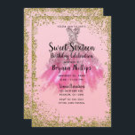 Convite Doce Dourado cor-de-rosa bonito 16 do vestido de<br><div class="desc">Personalize para todo o evento</div>