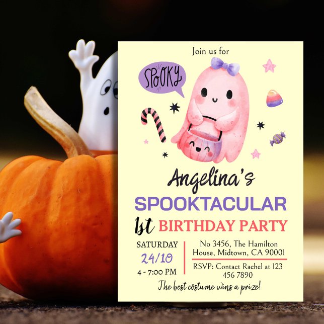 Convite Doce e assustador primeiro aniversario de doces fa (Front )