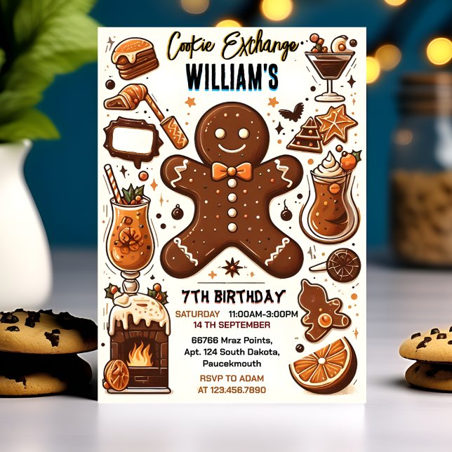 Convite doce e bonitinho, crianças Cookie Exchange 7 Anive (Criador carregado)