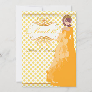 Convite Doce e dezesseis/ princesa/bolinhas