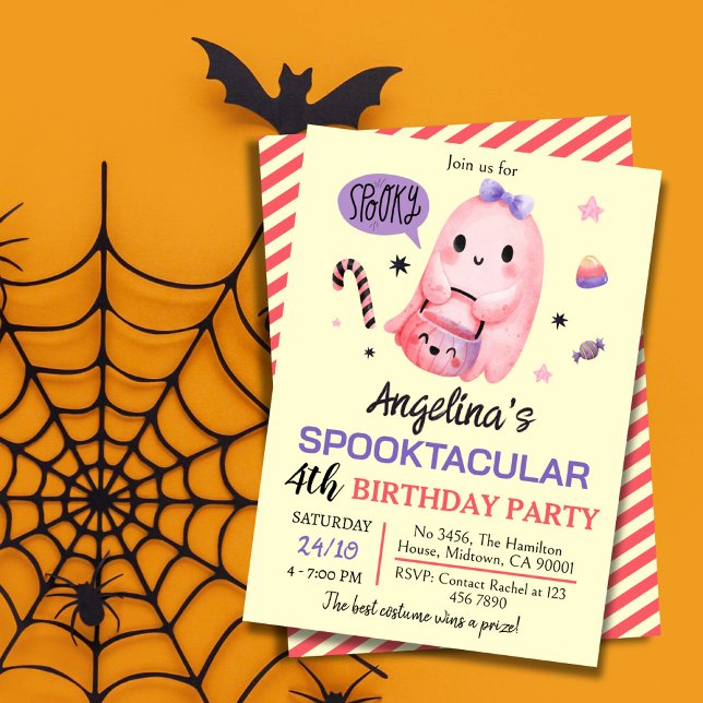 Convite Doce e fantasma assustador doce 4.º aniversário Ha (Criador carregado)