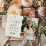 Convite Doce e Simples | Foto Bat Mitzvah<br><div class="desc">Este convite simples e na moda,  preto e branco do Bat Mitzvah apresenta uma tipografia falsa,  estilo vintage e uma estrela dourada de David com sua foto. Um olhar elegante e clássico minimalista que ainda é único e tendencial.</div>