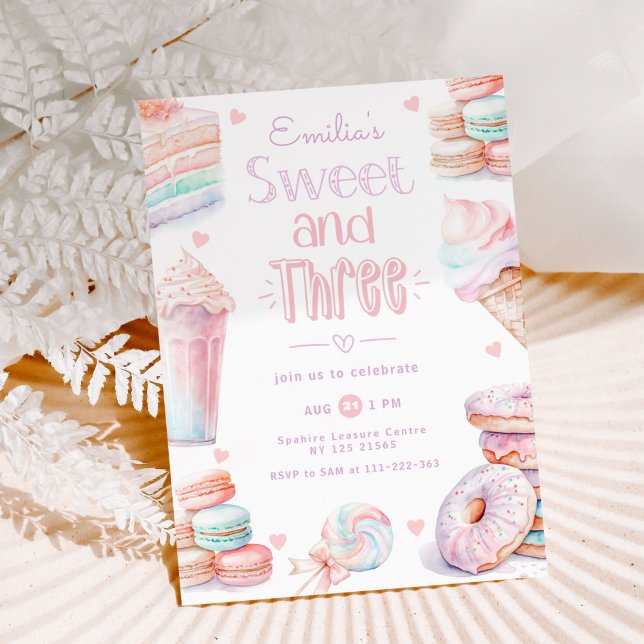Convite Doce e Três doces pastel 3º aniversário (Criador carregado)