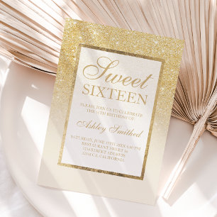Convite Doce elegante dezesseis 1 do marfim Dourado do