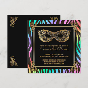 Convite Doce Festa de 16 Mascarada   Doce 16 Zebra