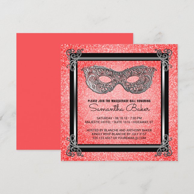 Convite Doce Festa de 16 Mascarada | Doce Sessenta Anivers (Frente/Verso)