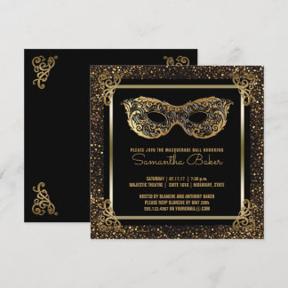 Convite Doce Festa de 16 Mascarada | Doce Sessenta Dourado