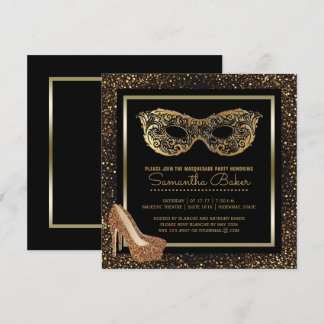 Convite Doce Festa de 16 Mascarada | Dourado Doce Sessenta