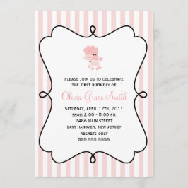 Convite Doce Festa de aniversario de meninas de Poodle Fra