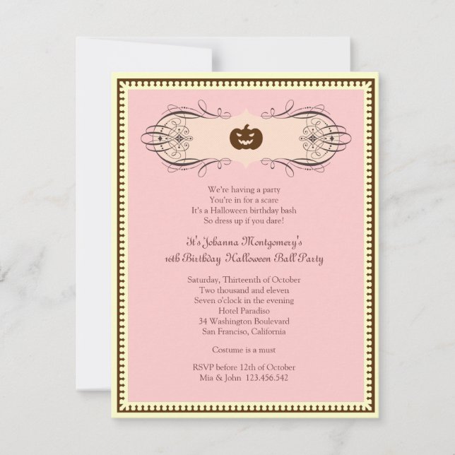 Convite Doce Festa de Festa de Bola de Halloween (Frente)