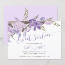 Convite Doce floral 16 da tipografia da aguarela da