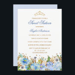 Convite Doce Floral Azul Brilhante Brilhante Sessenta Conv<br><div class="desc">Mais bonito,  16...  16. Convite de aniversário na Loja Little Bayleigh!</div>