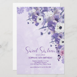 Convite Doce Floral de Lavanda Elegante Dezesseis